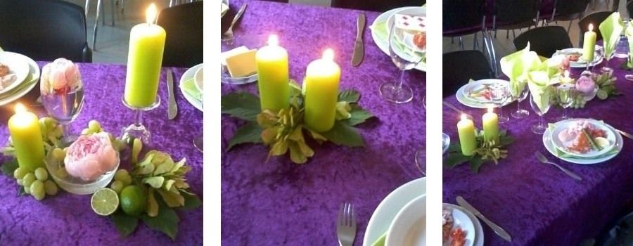 ideer til bordpynt - billigt med glas til fest