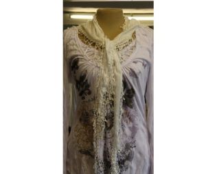 hvidt tørklæde med frynser fra cat og co