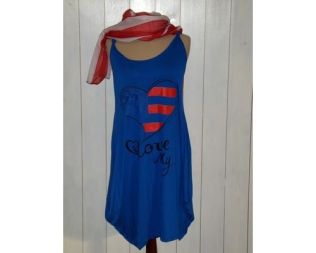 top-sommerkjole med hjerte blå