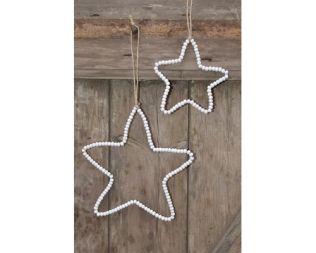  hvid stjerne i træperler.