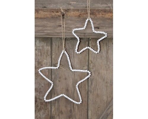 hvid stjerne i træperler.
