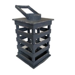 Stor lanterne i træ blågrå