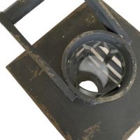 Stor lanterne i træ blågrå med glasindsats