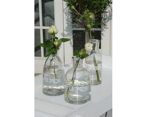 ib laursen vaser i glas med tekst - Le jardin