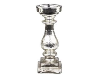 Et foto af høje lysestager til bloklys sølv look fra chic antique