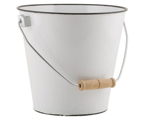 Et foto af en plantespand i emalje i hvid fra ib laursen