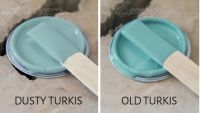 Farvekort med dusty turquiose og old turquiose 