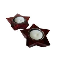 Stjernestage til fyrfadslys i rød glas