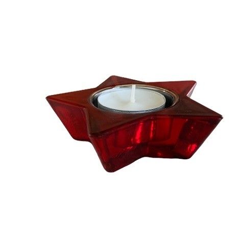 Stjernestage rød til fyrfadslys i glas