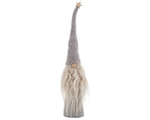 Et foto af en grå julemand i beton fra Ib laursen