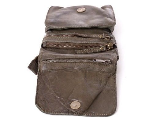  grøn taske i skind med justerbar rem og nøglekrog til kvinder