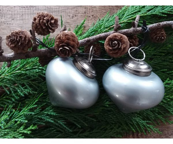 Billede af Jule kugle dråbeformet sølv