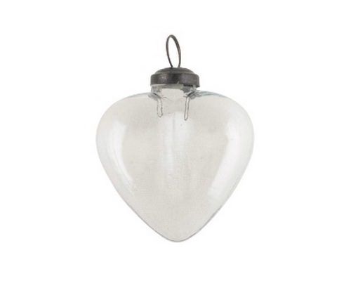 klare julekugler - hjerte i klart glas fra ib laursen