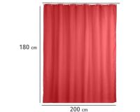 rødt badeforhæng med vægtbånd fra wenko