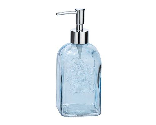 blå sæbedispenser i glas fra wenko