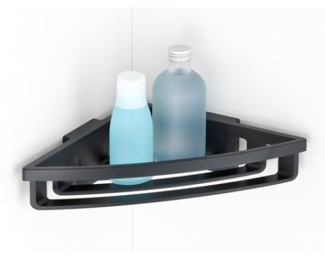 hjørnehylde badeværelse plast sort bralia serien fra wenko