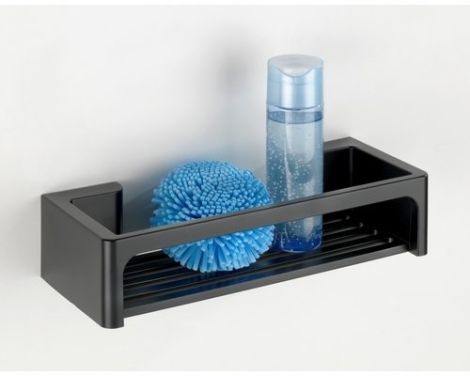  plastik hylder til badeværelse og bruseniche sort bralia serien fra wenko