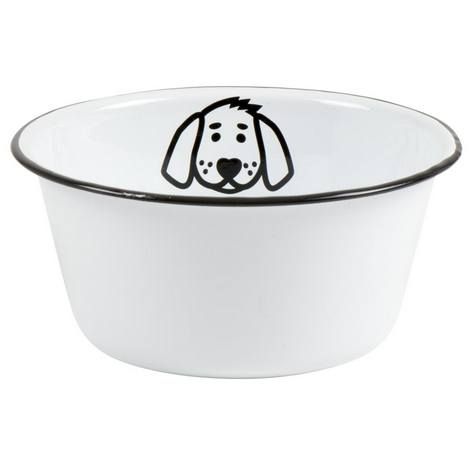 Emaljeskål til hunden hvid foderskål vandskål fra ib laursen