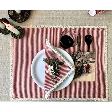 Juledækkeservietter med lomme til bestik