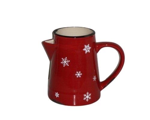 Emalje kande rød med hvide snefnug fra la vida