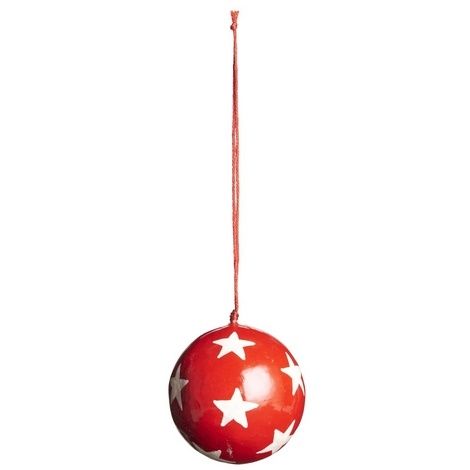 Juletræskugle rød med stjerner fra ib laursen