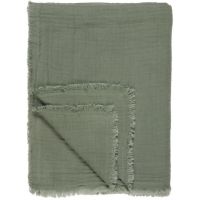 Plaid med frynser grøn i bomuld fra ib laursen