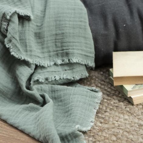 Plaid med frynser grøn fra ib laursen