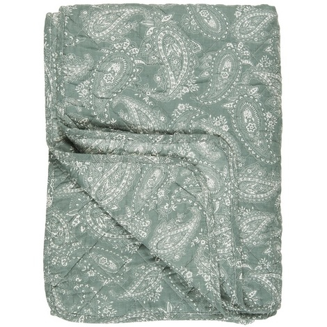 Quilt / Vattæppe støvgrøn - Ib Laursen - m/ paisley mønster