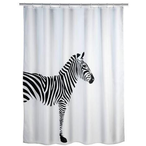Zebra badeforhæng tekstil med vægtbånd fra wenko