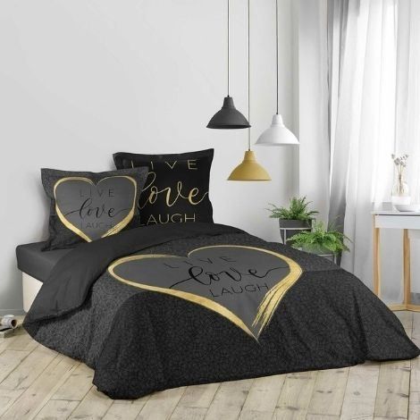 Færøerne Milepæl Søgemaskine optimering Flot sort sengetøj 200x200 med tekst og hjerte - Køb her