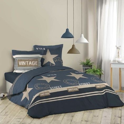 Billede af Blåt sengetøj med stjerner