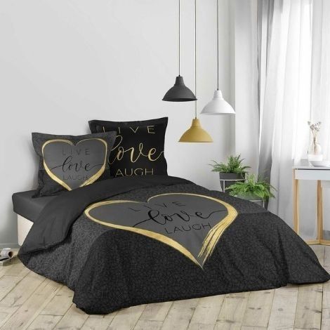 Populært sengetøj sort med i guld - Køb online her