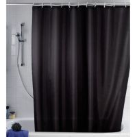Sort badeforhæng stof polyester med vægtbånd 180x200  fra wenko