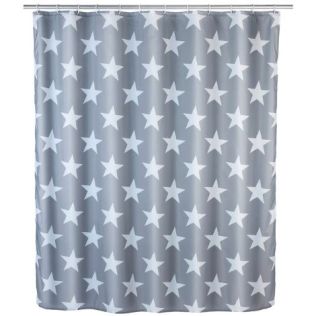 Gråt badeforhæng med stjerner i stof 180x200 fra wenko