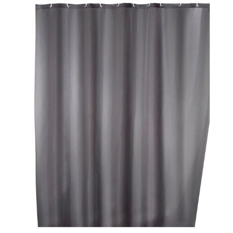Badeforhæng grå polyester med tyngdebånd 180x200 fra wenko