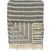 Bomuldsplaid med striber grå og creme fra ib laursen