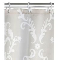 Beige badeforhæng med barok mønster hvid og vægtbånd fra wenko 180x200