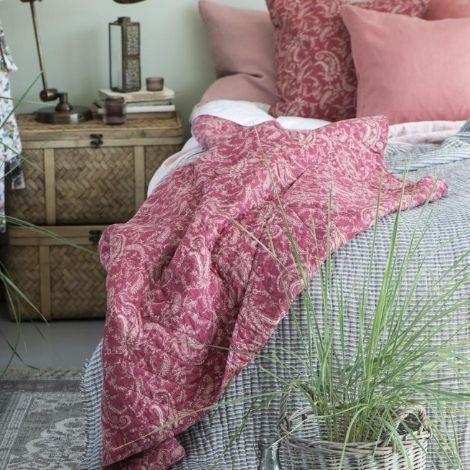Rosa plaid vintage pink paisley mønster i bomuld fra ib laursen