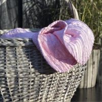 Rød plaid med hvide striber i bomuld fra ib laursen