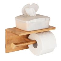 Toiletrulleholder til flere ruller i træ bambus med hylde fra wenko
