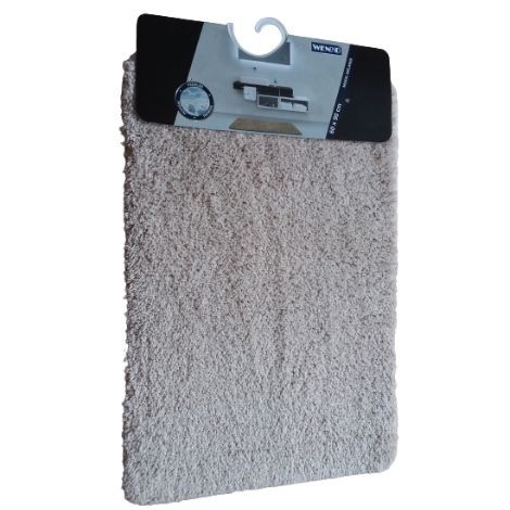 Beige bademåtte 60 x 90 skridsikre i melange stil fra wenko