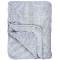 Blå og hvid stribet plaid 130x180 fra ib laursen