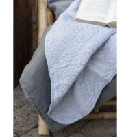 Blå og hvid stribet plaid 130x180 mælkedrengestriber fra ib laursen