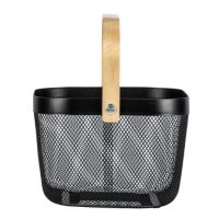 Sort kurv metal med bambus håndtag fra wenko