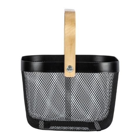 Sort kurv metal med bambus håndtag fra wenko