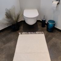 Bademåtte hvid i bomuld 60x90 cm med frynser skridsikker fra duschy