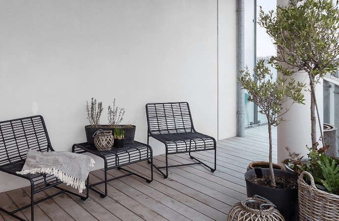 Indretning på terrasse eller altan