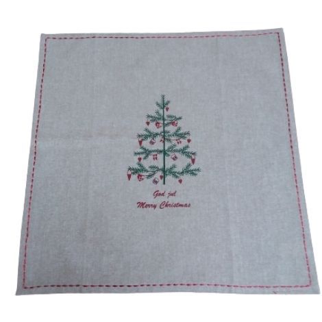 Jule stofservietter med grønt juletræ og tekst 40x40