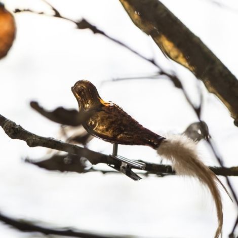 Fugle til juletræet kobber farve med fjerhale