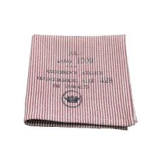 Servietter til julebordet i stof rød  og creme stribet med tryk jul anno 1909 bomuld